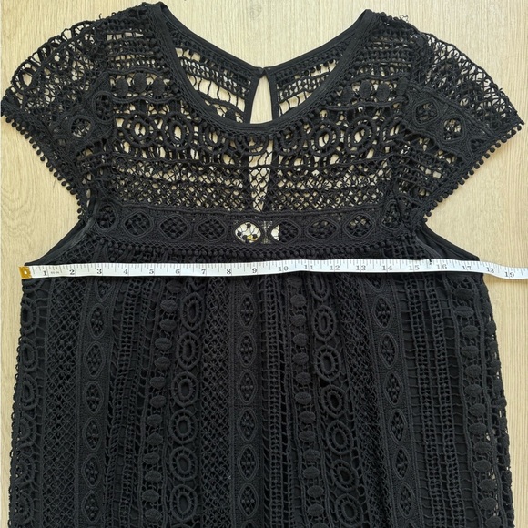 Anthropologie Maeve Ruby Black Crochet Elegant Black Mini Dress Size S Small - Picture 10 of 11